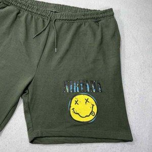 Nirvana Men's XL Loungewear Sweat Shorts 8" Inseam Kurt Cobain Smiley Face Logo